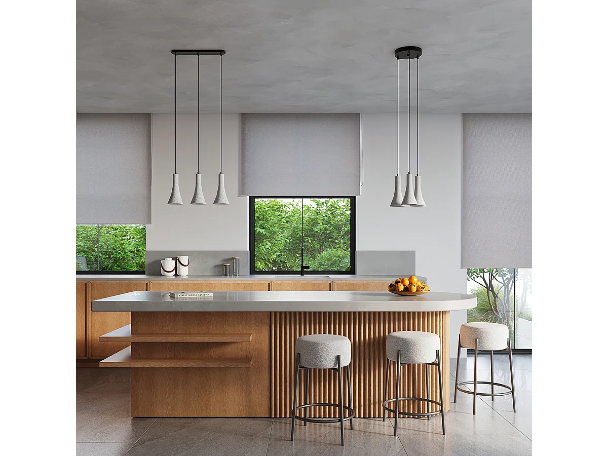 Lampe Suspendues Rea Moderne En Béton - 1 Sources Lumineuses - L.12 X H.125 Cm - Gris