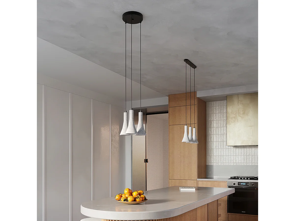 Lampe Suspendues Rea Moderne En Béton - 1 Sources Lumineuses - L.12 X H.125 Cm - Gris