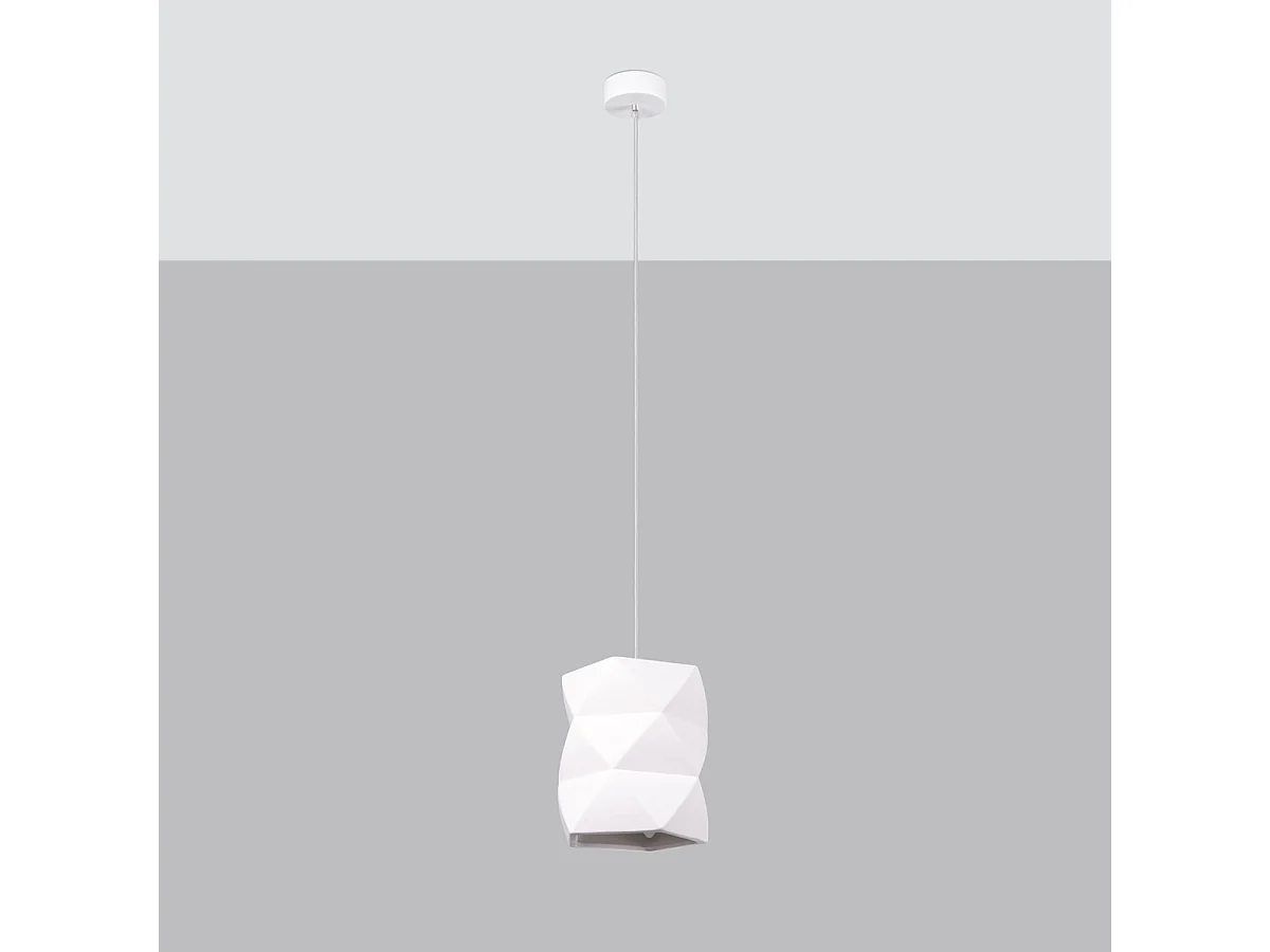 Lámparas Colgantes Gobi Moderno De Cerámica - 1 Fuentes Luminosas - L.17 X A.126 Cm - Blanco