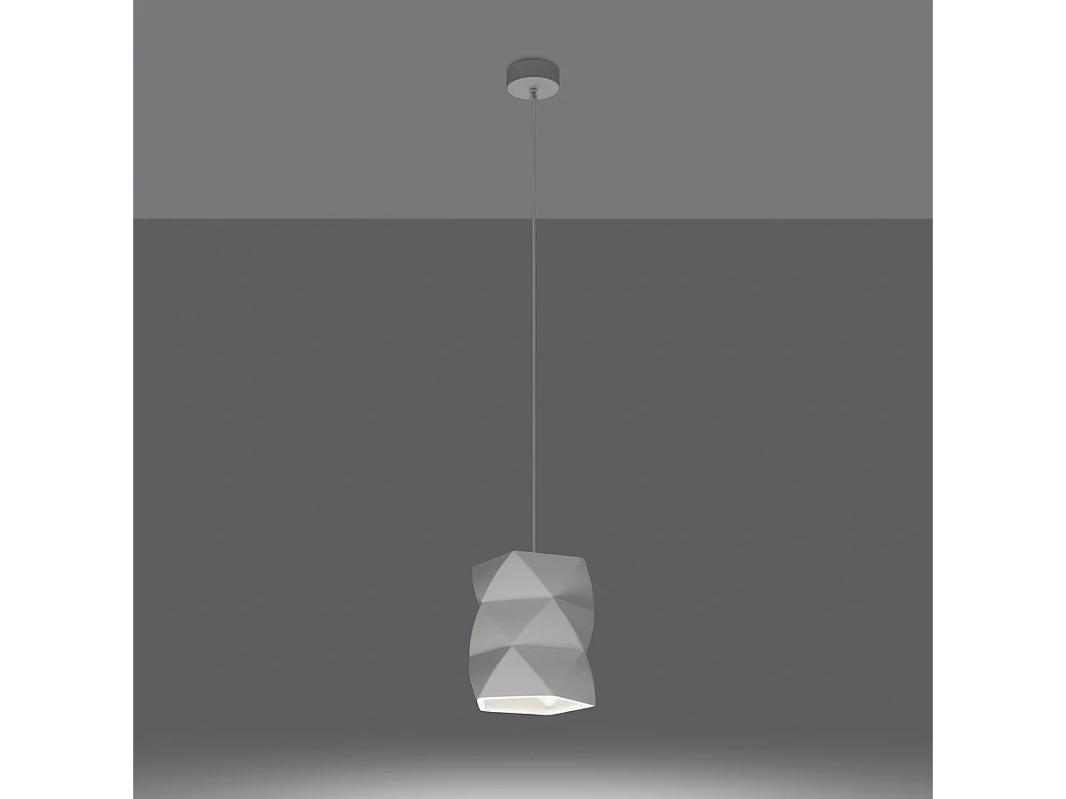 Lámparas Colgantes Gobi Moderno De Cerámica - 1 Fuentes Luminosas - L.17 X A.126 Cm - Blanco