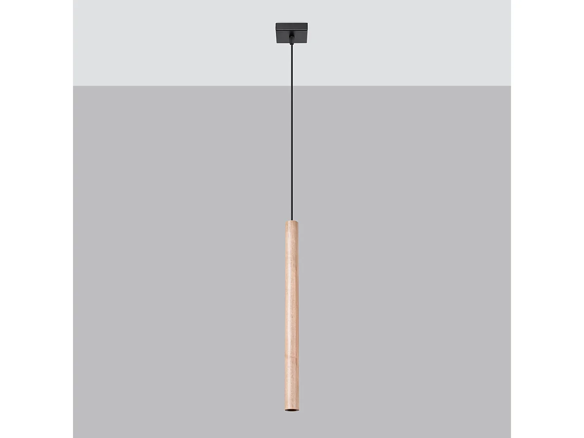 Lampe Suspendues Pastelo Moderne En Acier/Bois - 1 Sources Lumineuses - L.8 X H.120 Cm - Bois
