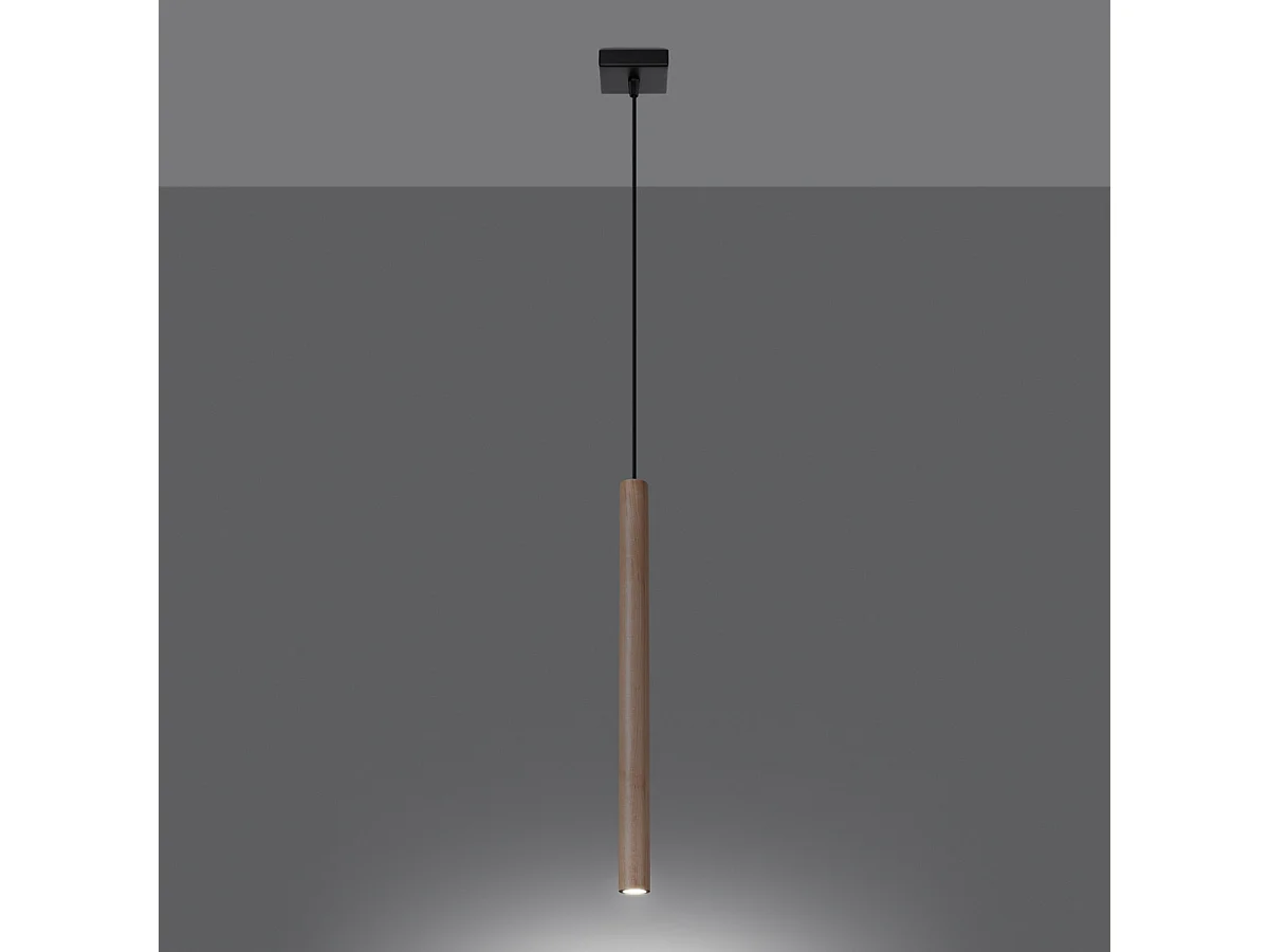 Lampe Suspendues Pastelo Moderne En Acier/Bois - 1 Sources Lumineuses - L.8 X H.120 Cm - Bois