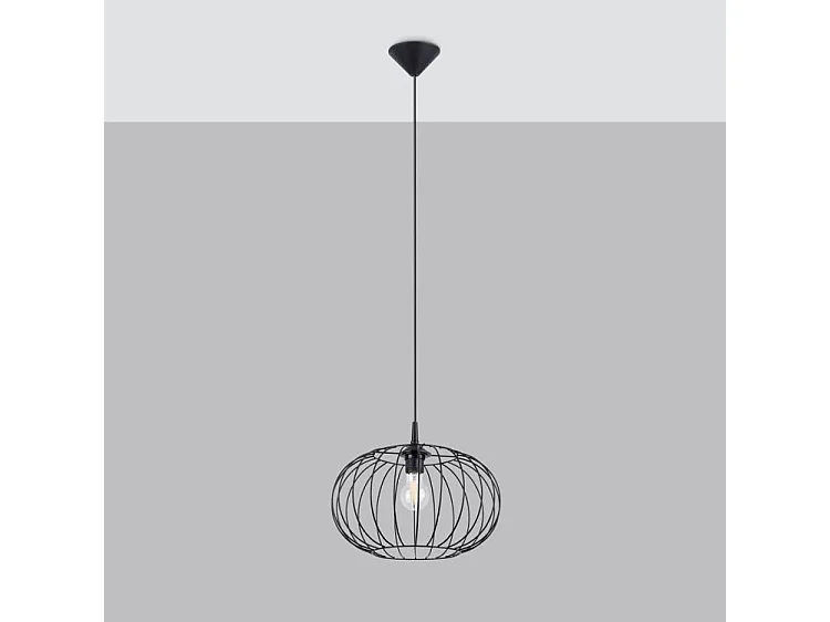 Hanglampen Tsuno Industrieel Van  - 1 Lichtbronnen - L.35 X H.86 Cm - Zwart