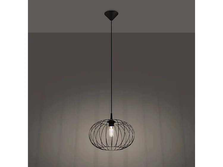 Hanglampen Tsuno Industrieel Van  - 1 Lichtbronnen - L.35 X H.86 Cm - Zwart