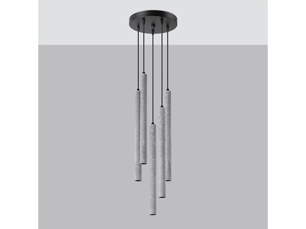 Hanglampen Pastelo Modern Van  - 5 Lichtbronnen - L.25 X H.110 Cm - Grijs