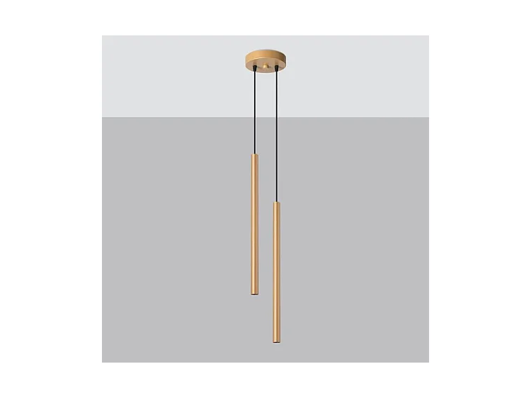 Lampes Suspendues Pastelo Moderne En Acier - 2 Sources Lumineuses - L.15 X H.118 Cm - Doré