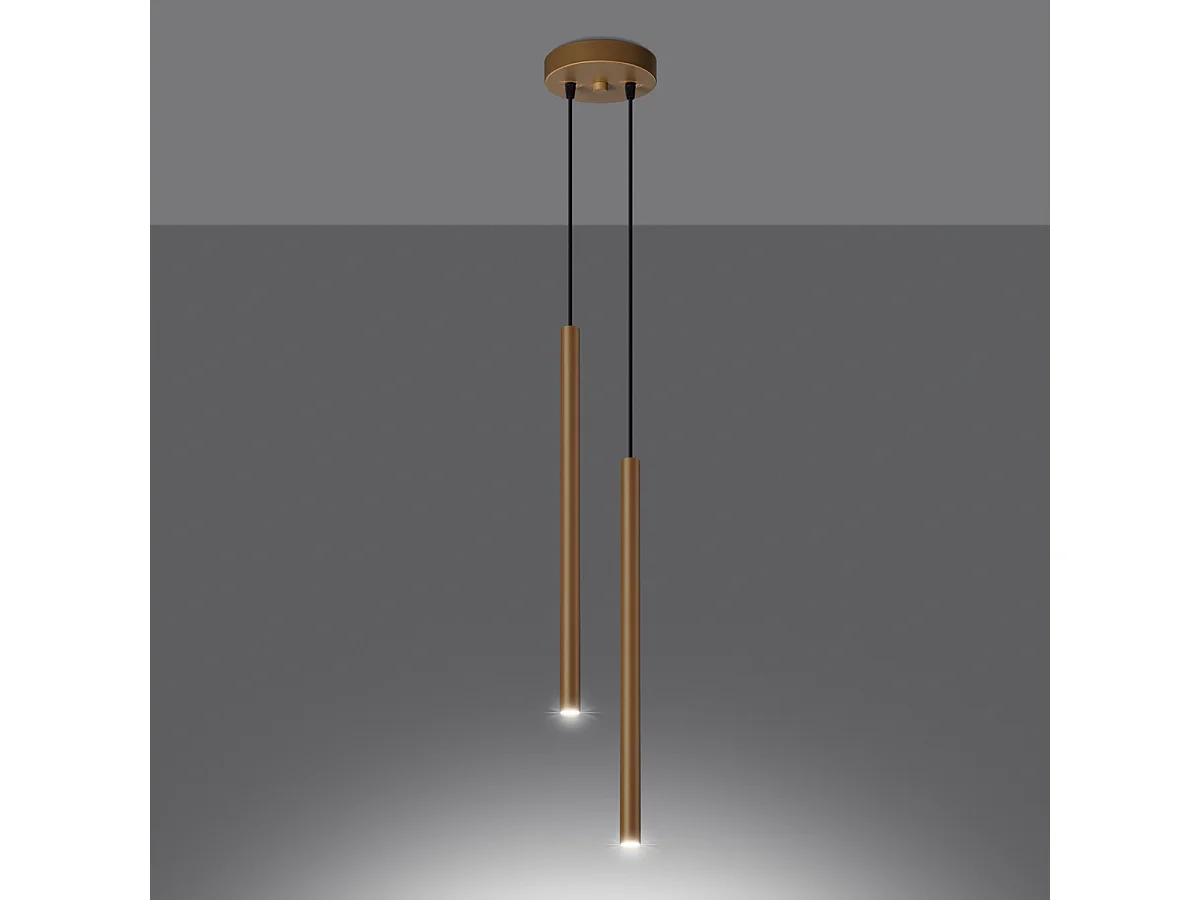 Lampes Suspendues Pastelo Moderne En Acier - 2 Sources Lumineuses - L.15 X H.118 Cm - Doré