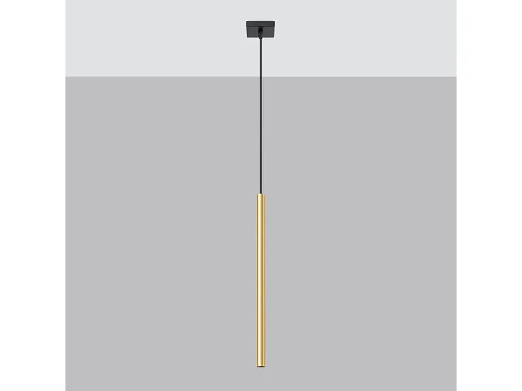 Luminárias Pendentes Pastelo Moderno, Aço - 1 Lichtbronnen - L.8 X H.100 Cm - Brilho Dourado