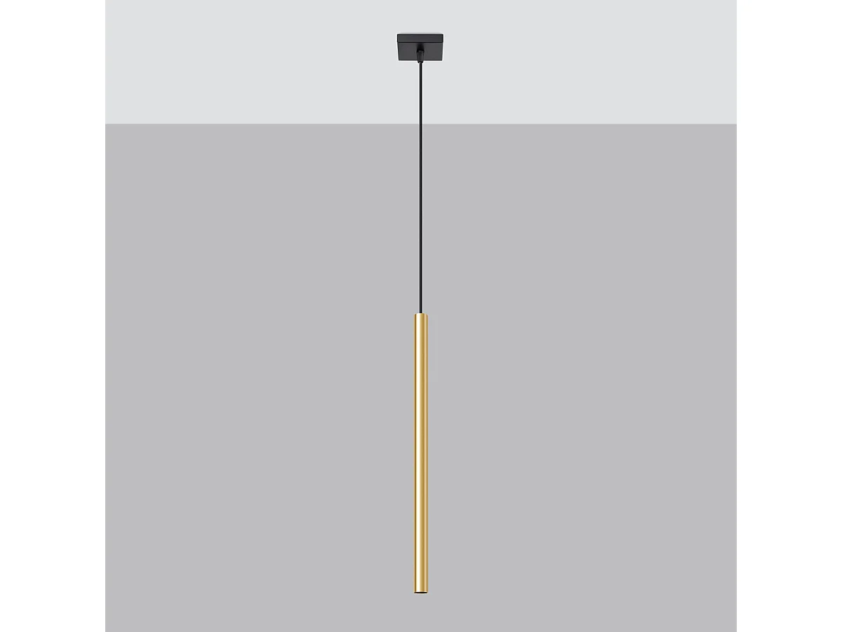 Lampe Suspendues Pastelo Moderne En Acier - 1 Sources Lumineuses - L.8 X H.100 Cm - Éclat Doré
