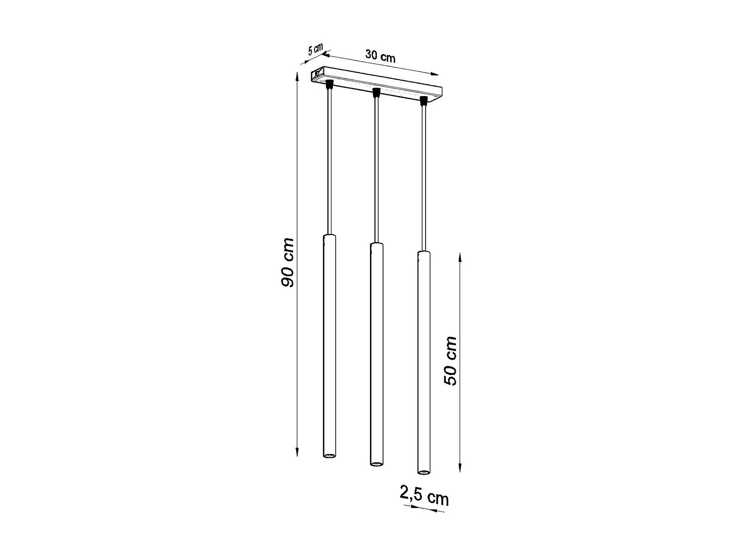 Lampes Suspendues Pastelo Moderne En Acier - 3 Sources Lumineuses - L.30 X H.90 Cm - Éclat Doré