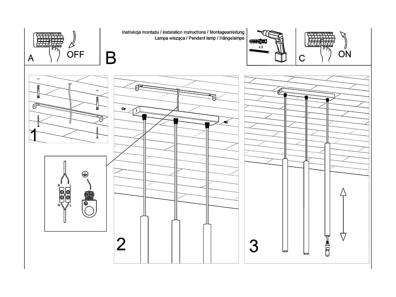 Lampes Suspendues Pastelo Moderne En Acier - 3 Sources Lumineuses - L.30 X H.90 Cm - Éclat Doré