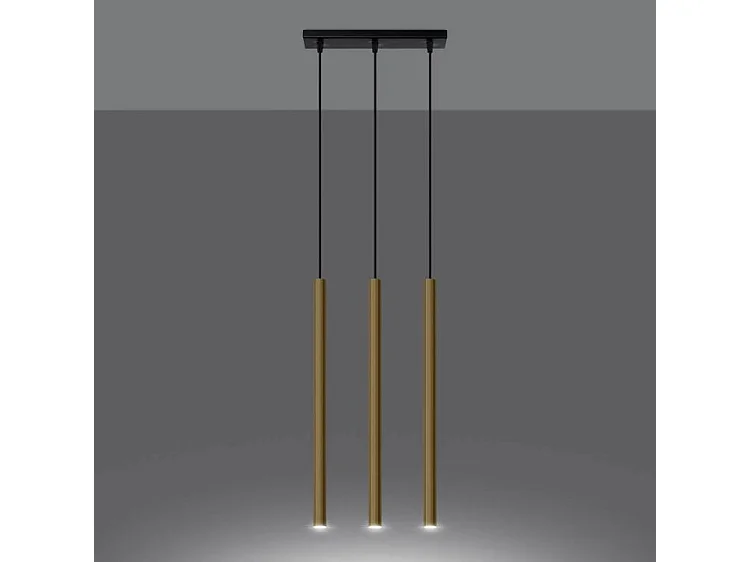 Pendelleuchten Pastelo Modern Aus  Stahl - 3 Lichtquellen - L.30 X H. Cm - Goldener Glanz