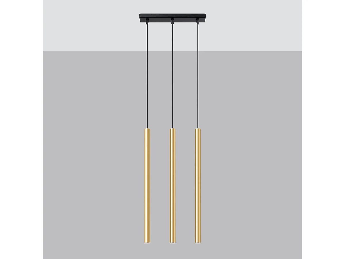 Lampe Suspendues Pastelo Moderne En Acier - 3 Sources Lumineuses - L.30 X H.90 Cm - Éclat Doré
