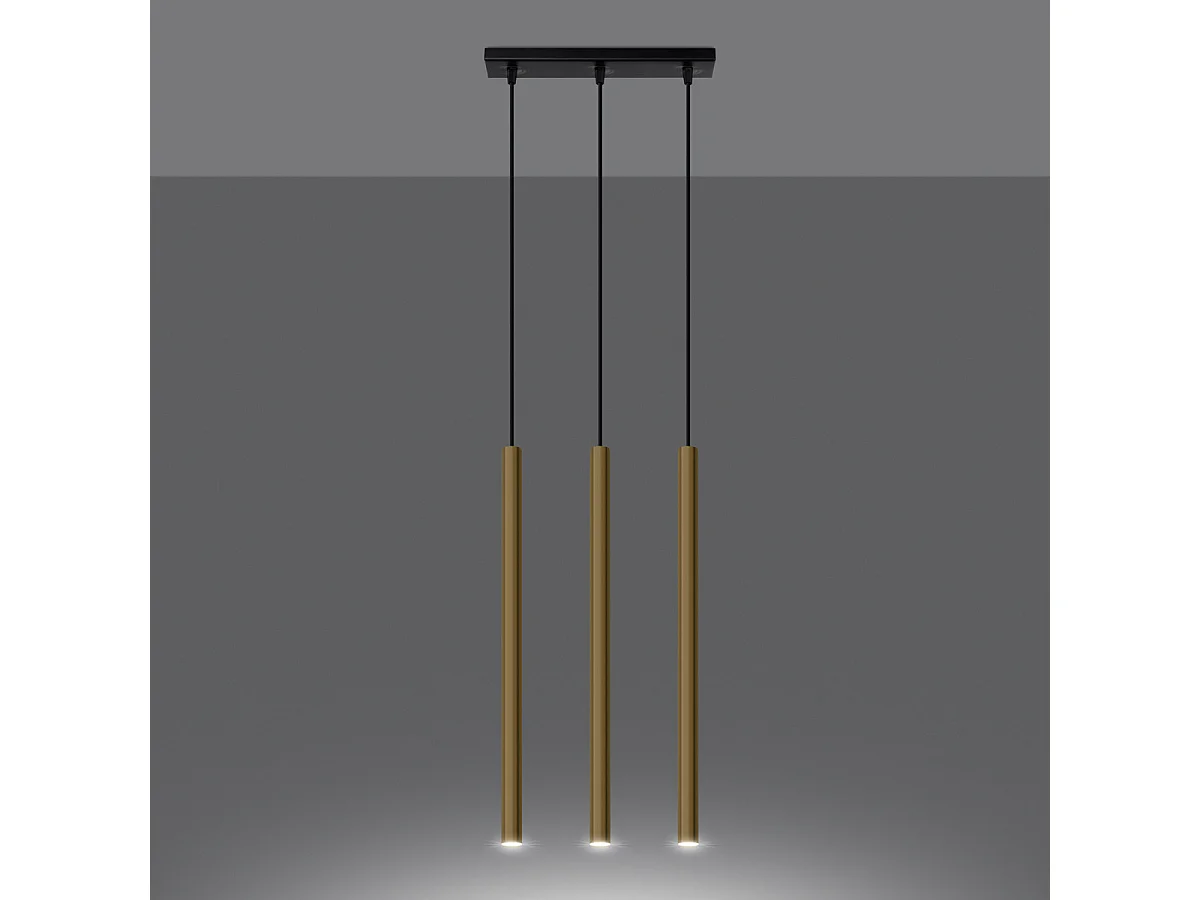 Lampe Suspendues Pastelo Moderne En Acier - 3 Sources Lumineuses - L.30 X H.90 Cm - Éclat Doré