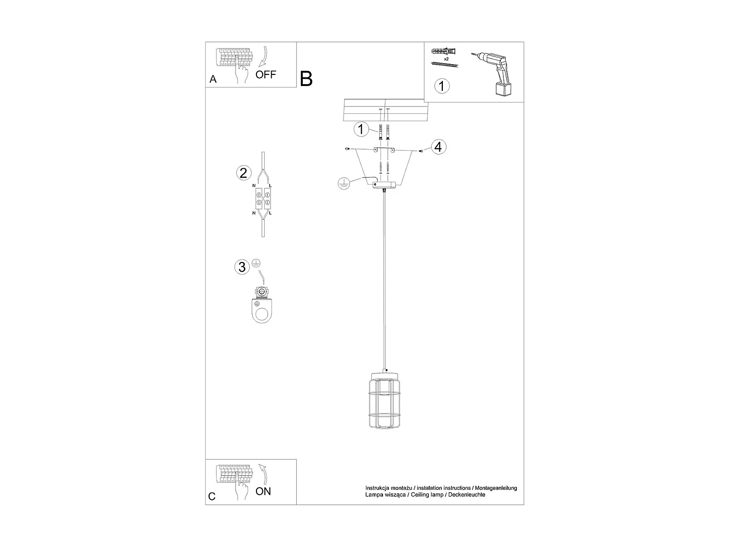 Lampa wisząca GOTTO 1 czarna