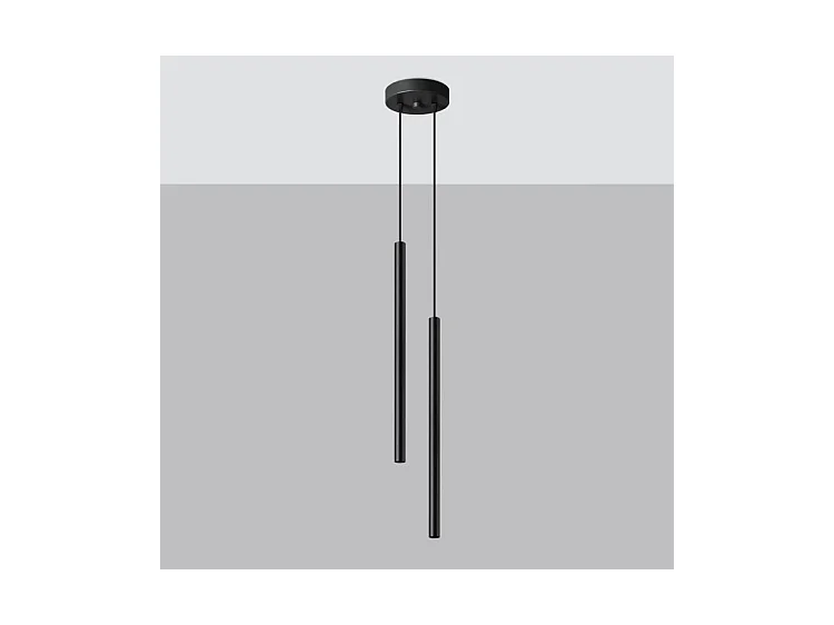 Lampes Suspendues Pastelo Moderne En Acier - 2 Sources Lumineuses - L.15 X H.118 Cm - Noir