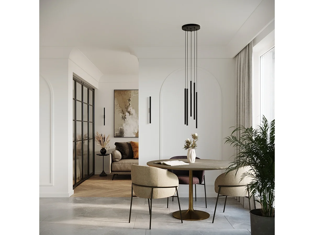 Lampes Suspendues Pastelo Moderne En Acier - 2 Sources Lumineuses - L.15 X H.118 Cm - Noir