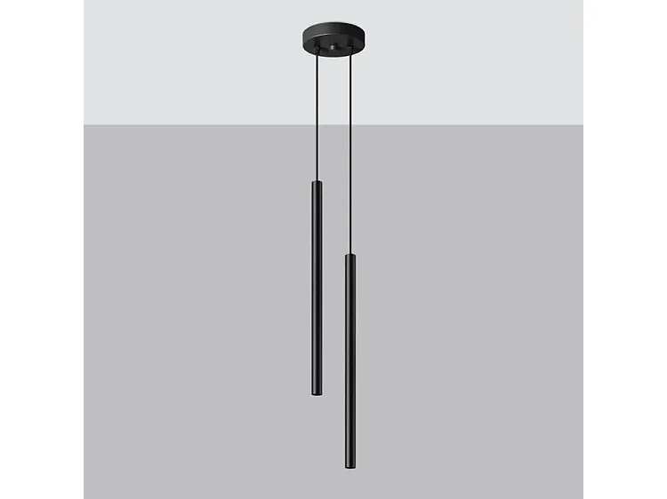 Lampe Suspendues Pastelo Moderne En Acier - 2 Sources Lumineuses - L.15 X H.118 Cm - Noir