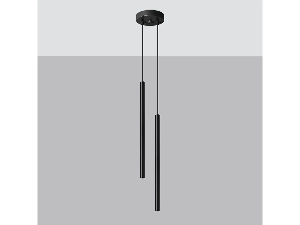 Lampe Suspendues Pastelo Moderne En Acier - 2 Sources Lumineuses - L.15 X H.118 Cm - Noir