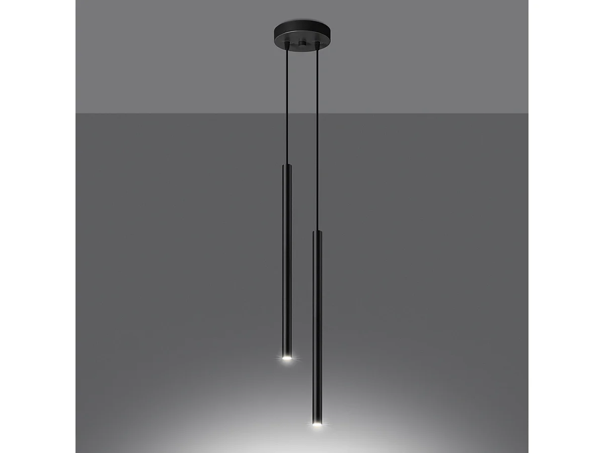 Lampe Suspendues Pastelo Moderne En Acier - 2 Sources Lumineuses - L.15 X H.118 Cm - Noir