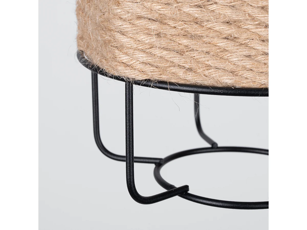 Lampes Suspendues Gizur Industriel En Acier/Corde - 1 Sources Lumineuses - L.15 X H.130 Cm - Noir