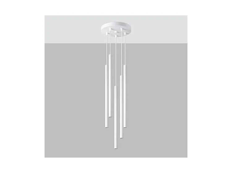 Lampes Suspendues Pastelo Moderne En Acier - 5 Sources Lumineuses - L.25 X H.110 Cm - Blanc