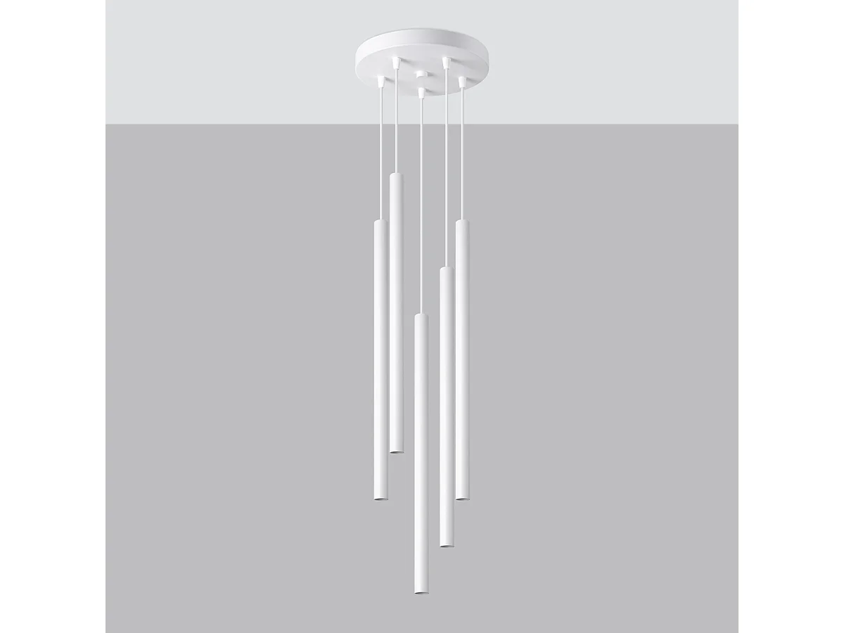 Hanglampen Pastelo Modern Van  - 5 Lichtbronnen - L.25 X H.110 Cm - Wit