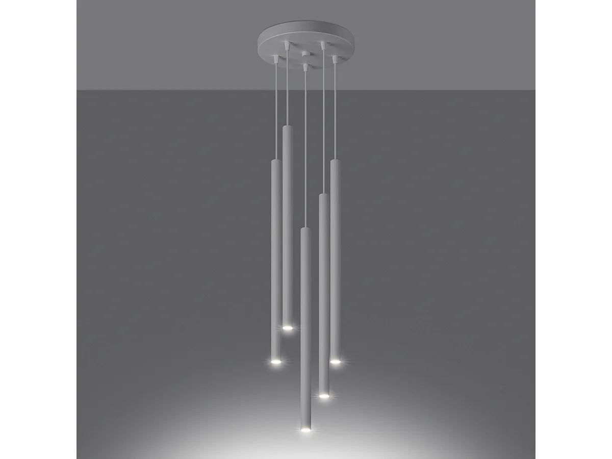 Lampe Suspendues Pastelo Moderne En Acier - 5 Sources Lumineuses - L.25 X H.110 Cm - Blanc