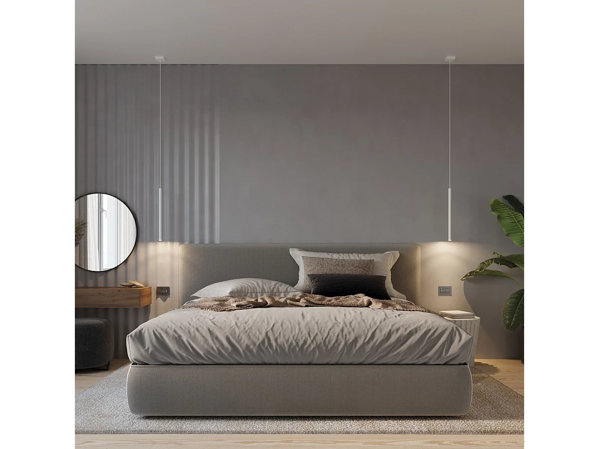 Lampe Suspendues Pastelo Moderne En Acier - 5 Sources Lumineuses - L.25 X H.110 Cm - Blanc
