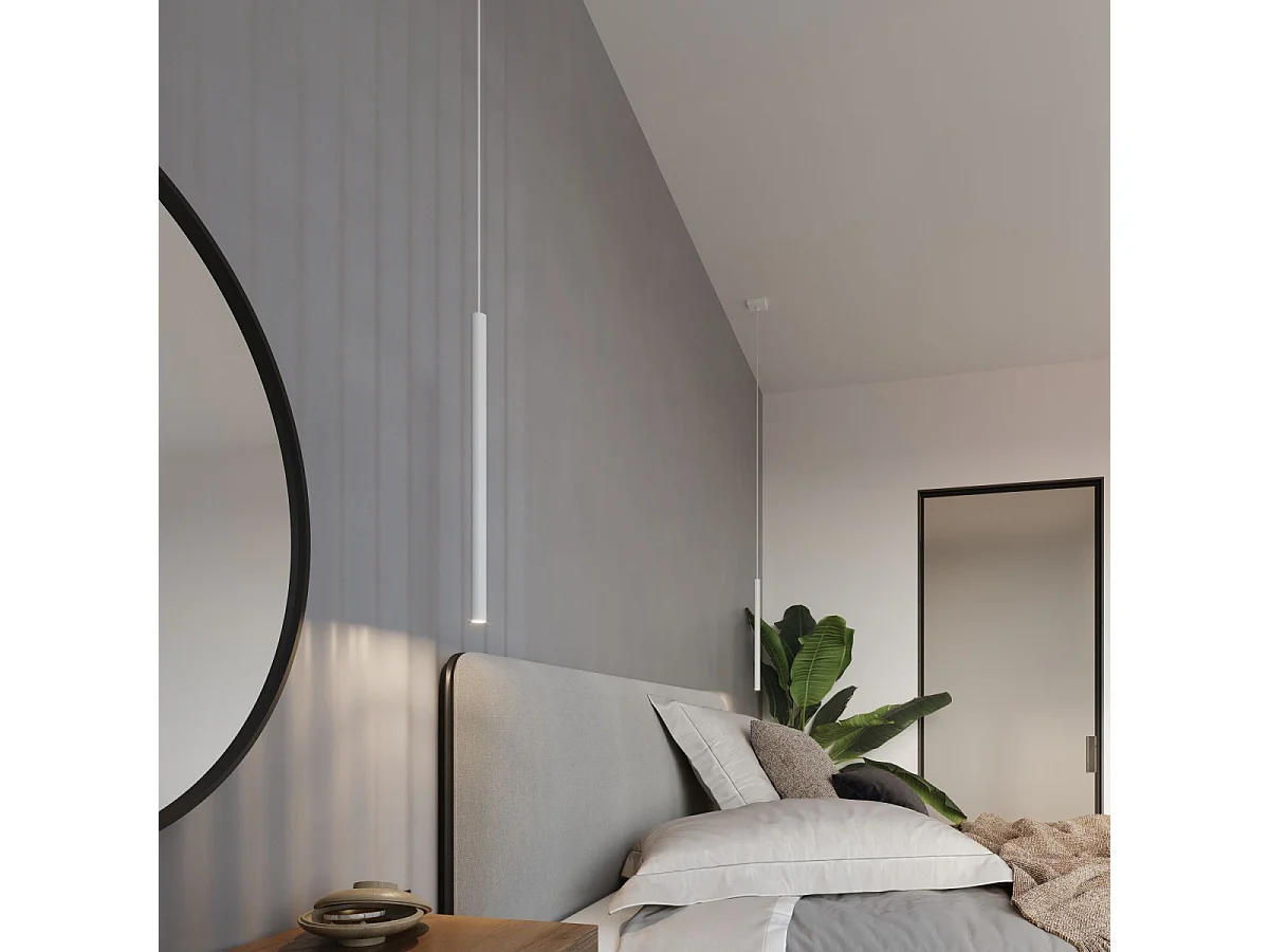 Lampe Suspendues Pastelo Moderne En Acier - 5 Sources Lumineuses - L.25 X H.110 Cm - Blanc