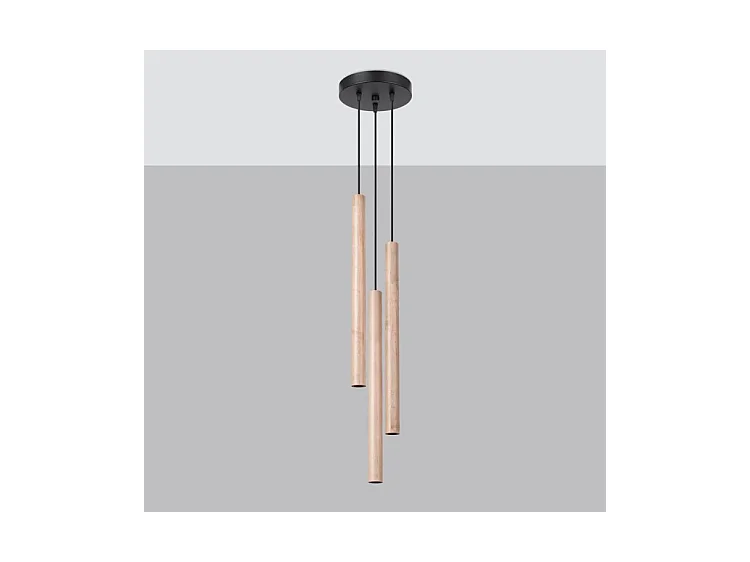 Lampes Suspendues Pastelo Moderne En Acier/Bois - 3 Sources Lumineuses - L.19,5 X H.115 Cm - Bois