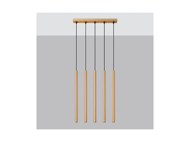 Lampes Suspendues Pastelo Moderne En Acier - 5 Sources Lumineuses - L.45 X H.110 Cm - Doré