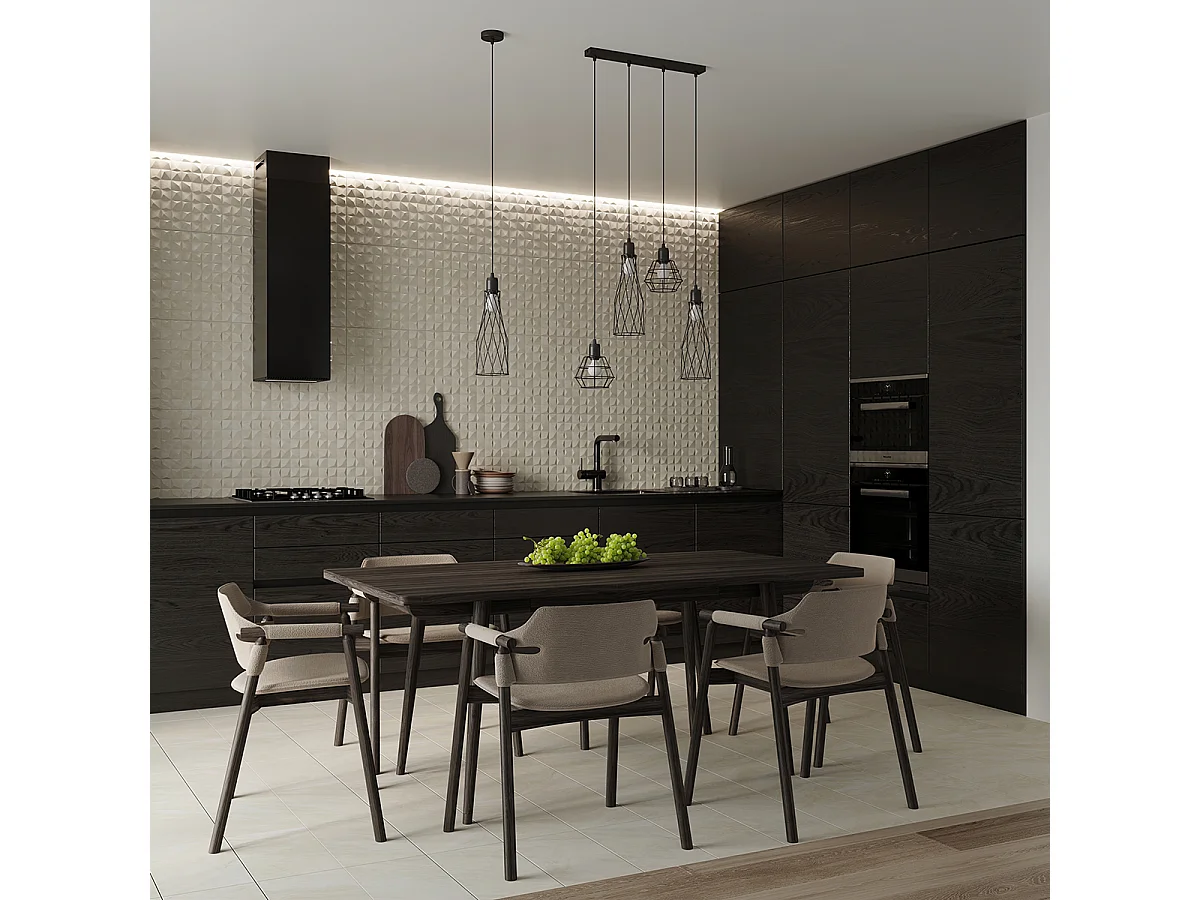 Lampes Suspendues Suba Industriel En Acier - 3 Sources Lumineuses - L.38 X H.120 Cm - Noir