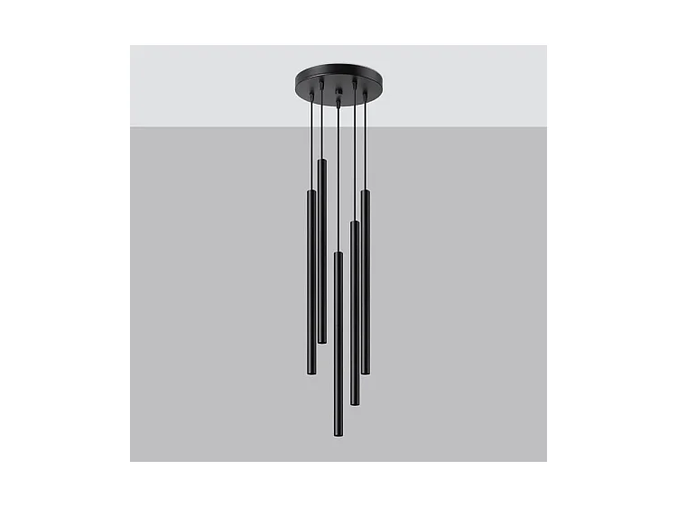 Lampes Suspendues Pastelo Moderne En Acier - 5 Sources Lumineuses - L.25 X H.110 Cm - Noir