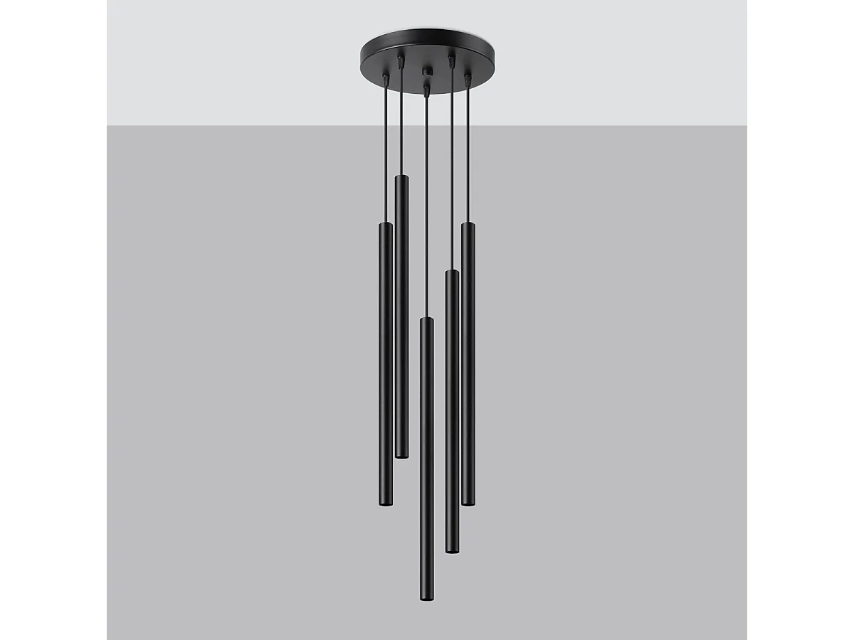 Hanglamp PASTELO modern van  - 5 lichtbronnen - L.25 x H.110 cm - zwart