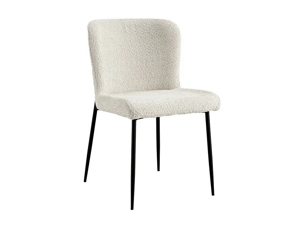Stoel met Bouclé bekleding voor eetkamer in de kleur Ecru. Collectie LISE