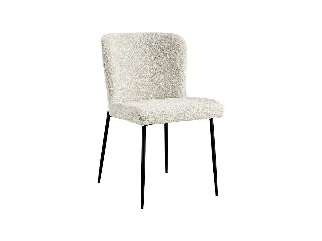 Stoel met Bouclé bekleding voor eetkamer in de kleur Ecru. Collectie LISE