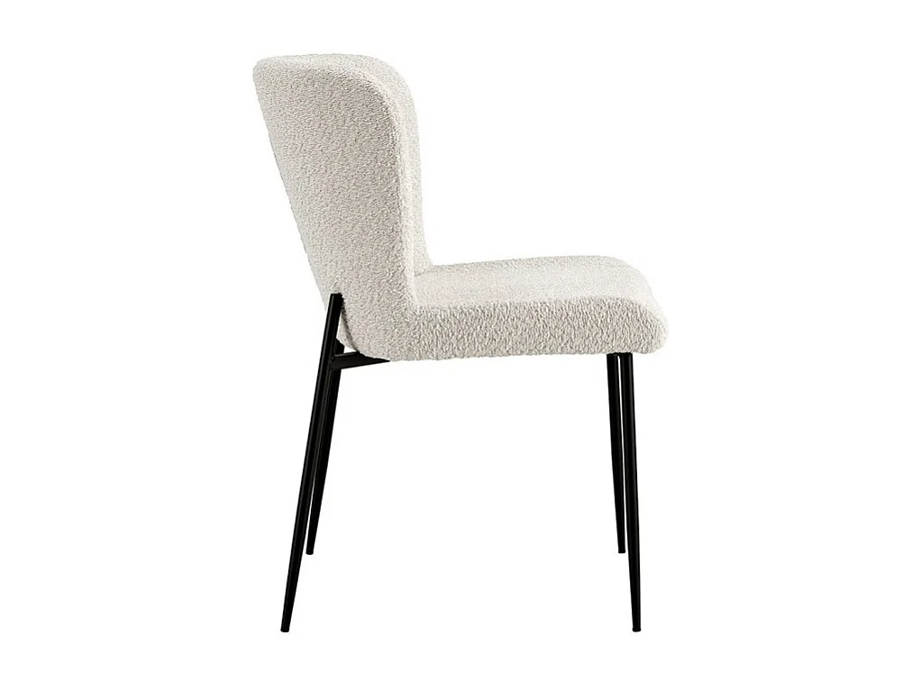 Chaise revêtement Bouclé pour salle à manger coloris Ecru. Collection LISE