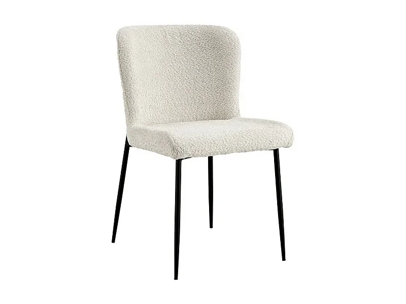 Chaise revêtement Bouclé pour salle à manger coloris Ecru. Collection LISE