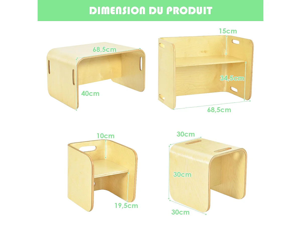 Kindertafel en stoel, inclusief 1 tafel en 2 stoelen, kinderleertafel