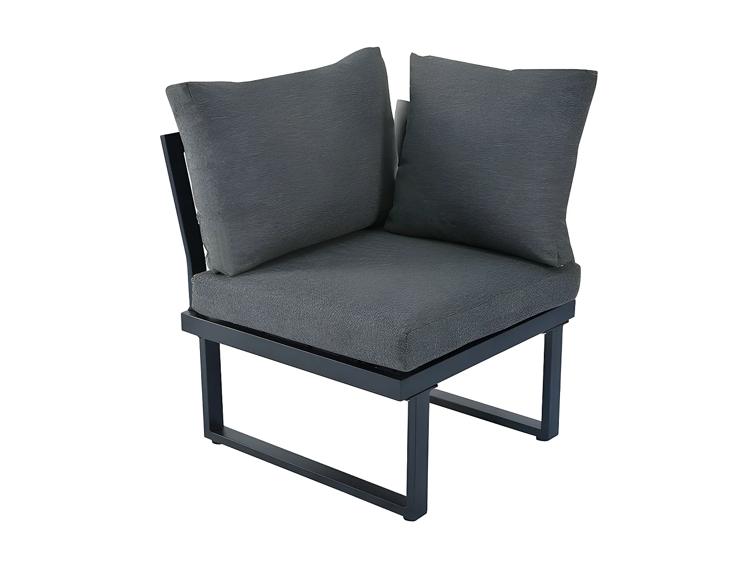 Salon de Jardin en Acier galvanisé gris - 5 places - 2 canapés，1 siège d'angle inclinable et 1 table basse - Gris