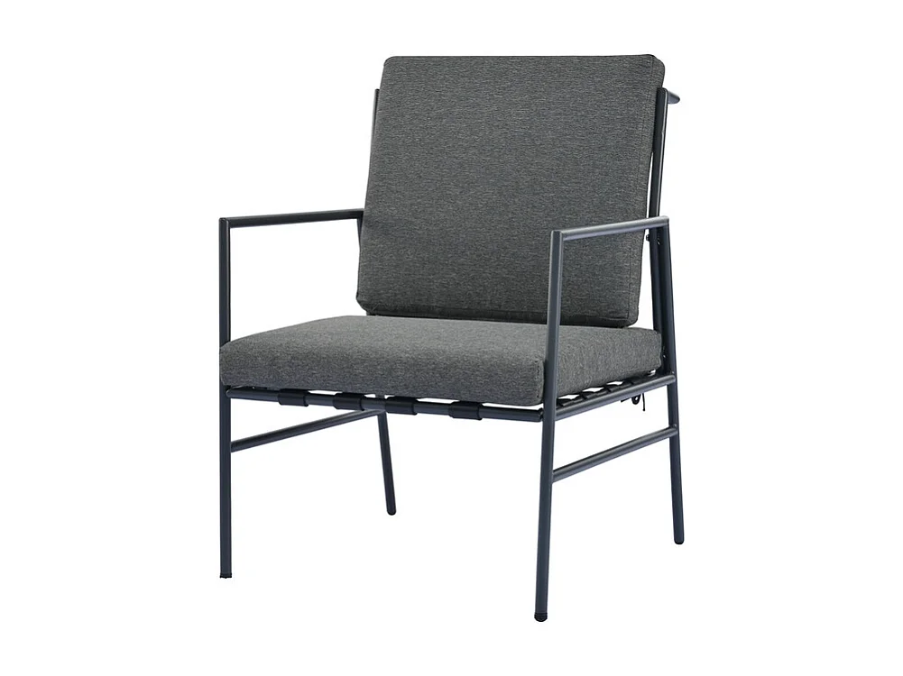 Salon de Jardin en Acier galvanisé noir - 4 places - canapé，2 fauteuils et 2 tables basses - Gris