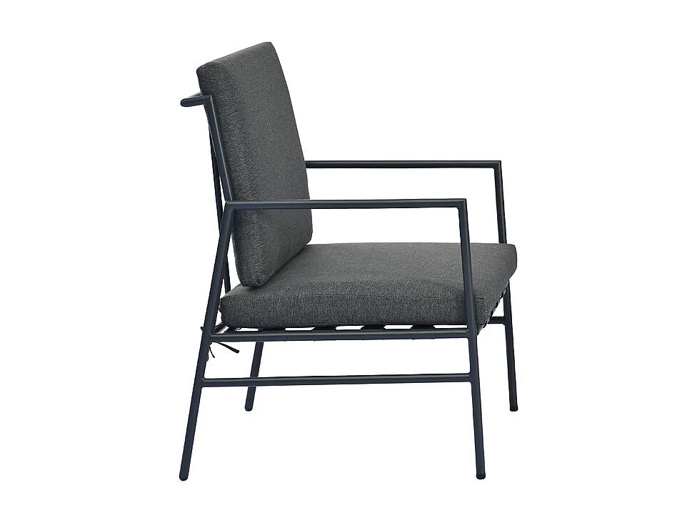 Salon de Jardin en Acier galvanisé noir - 4 places - canapé，2 fauteuils et 2 tables basses - Gris