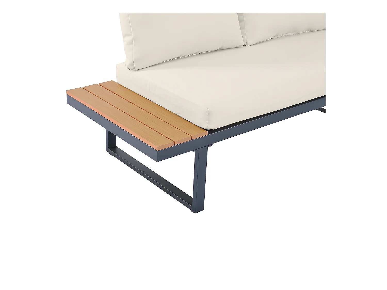 Gartenmöbel aus grau verzinktem Stahl – 5 Plätze – 2 Sofas, 1 Eckliegesitz und 1 Couchtisch – Beige