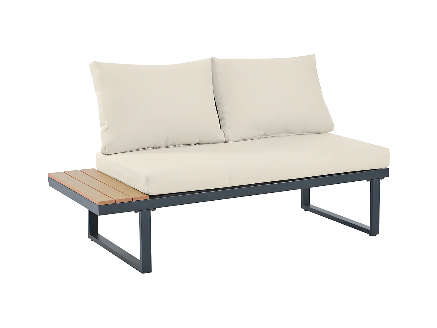 Gartenmöbel aus grau verzinktem Stahl – 5 Plätze – 2 Sofas, 1 Eckliegesitz und 1 Couchtisch – Beige