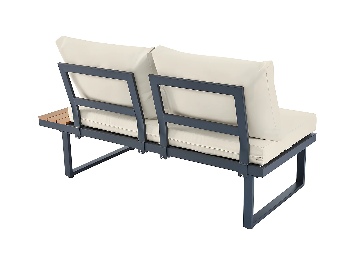 Gartenmöbel aus grau verzinktem Stahl – 5 Plätze – 2 Sofas, 1 Eckliegesitz und 1 Couchtisch – Beige