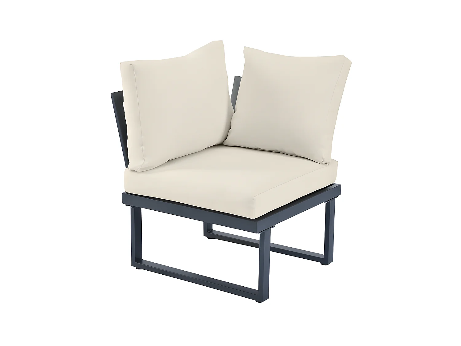 Gartenmöbel aus grau verzinktem Stahl – 5 Plätze – 2 Sofas, 1 Eckliegesitz und 1 Couchtisch – Beige