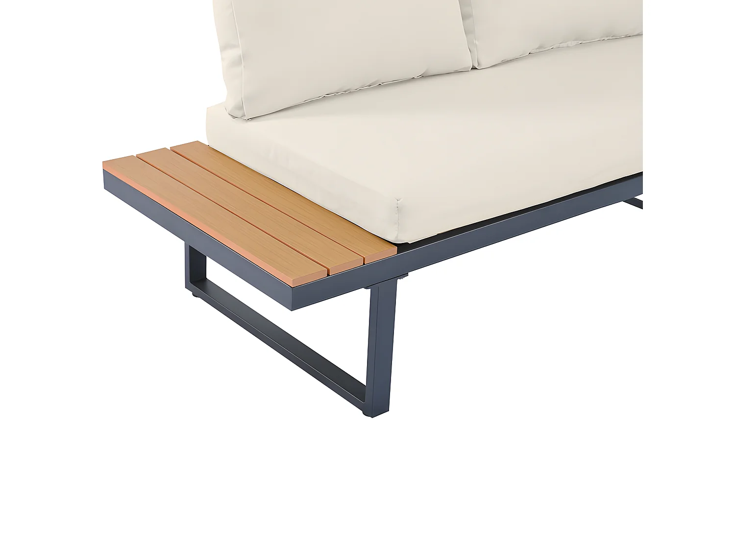 Muebles de jardín de acero galvanizado gris - 5 plazas - 2 sofás, 1 rinconera reclinable y 1 mesa de centro - Beige