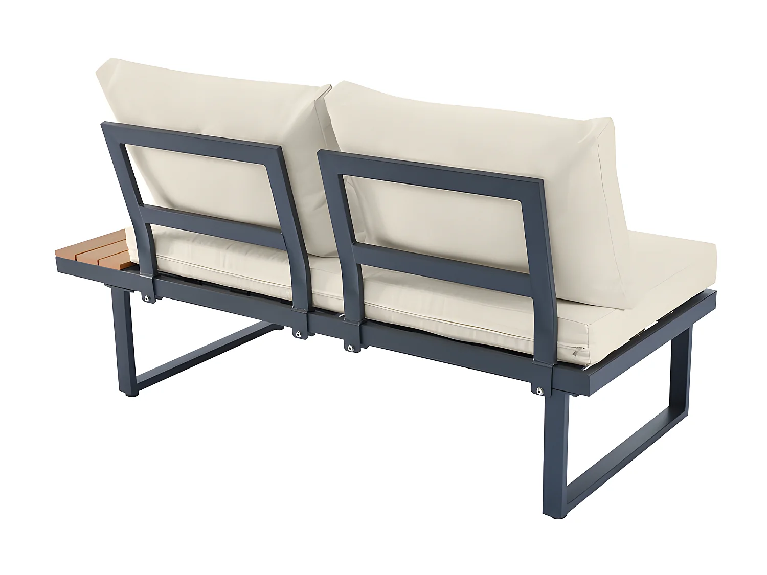 Muebles de jardín de acero galvanizado gris - 5 plazas - 2 sofás, 1 rinconera reclinable y 1 mesa de centro - Beige