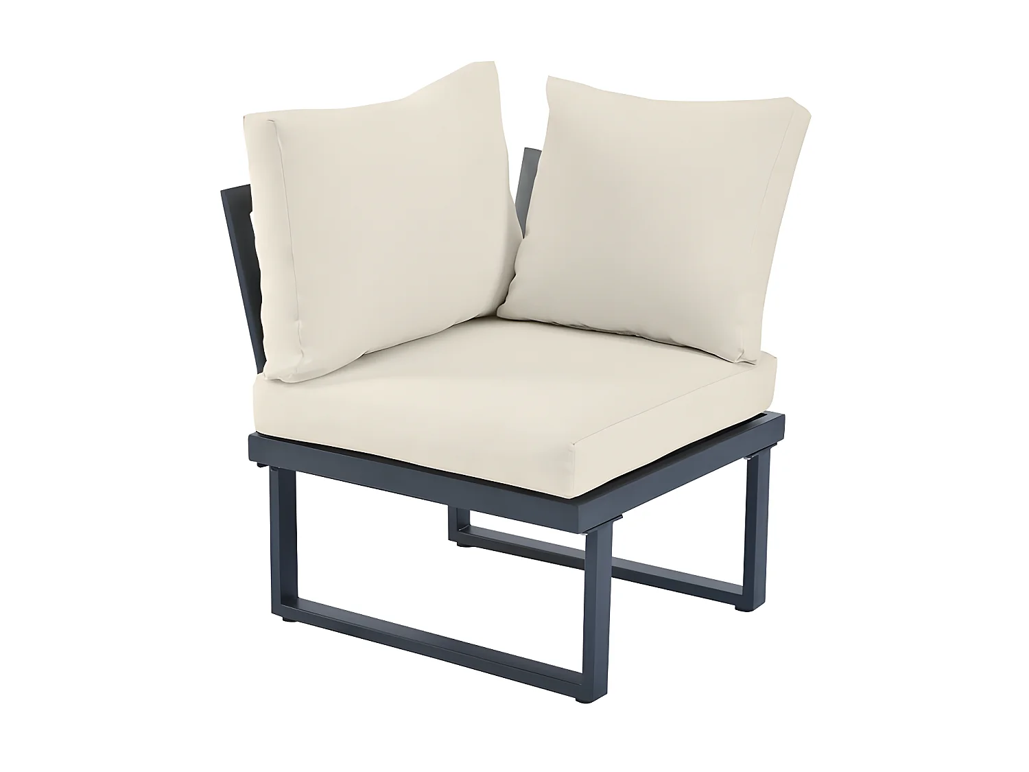 Muebles de jardín de acero galvanizado gris - 5 plazas - 2 sofás, 1 rinconera reclinable y 1 mesa de centro - Beige